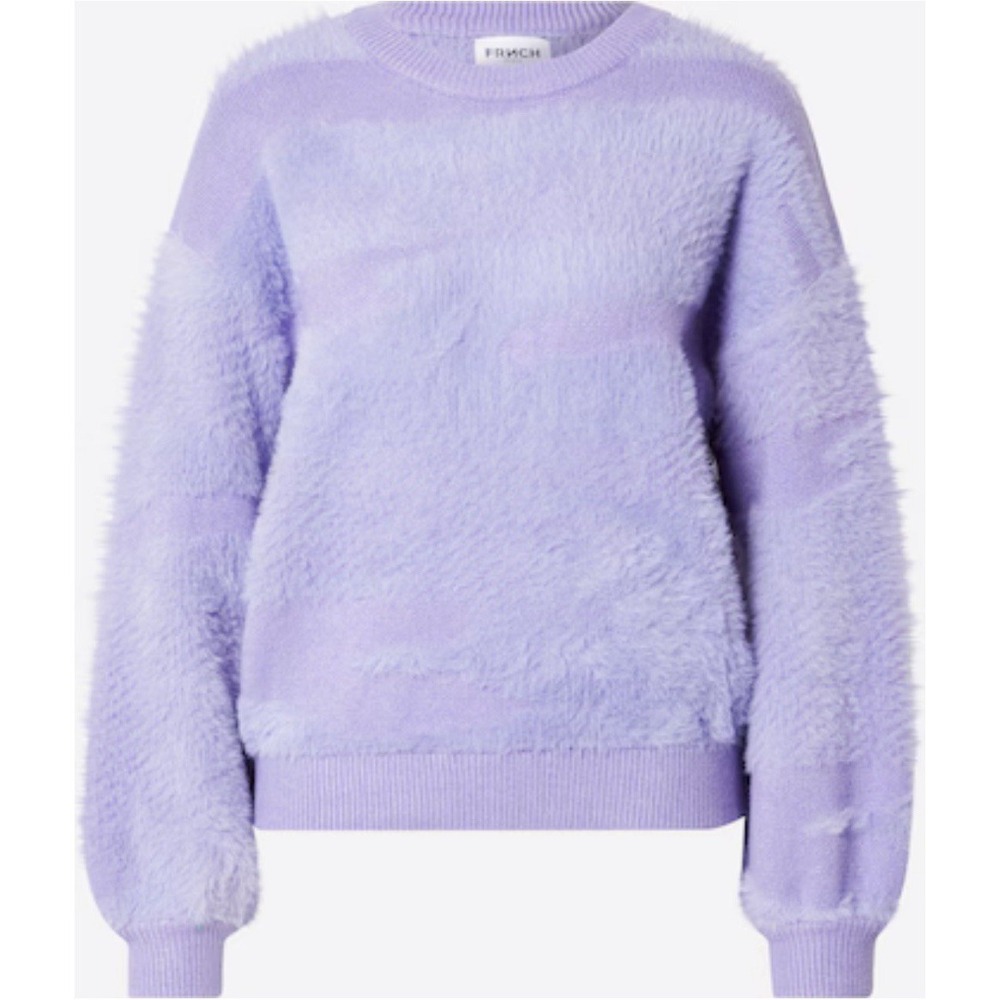 Anthropologie FRNCH Paris Julianne Sweater In Lilac Sz L Balloon Sleeve Fuzzy